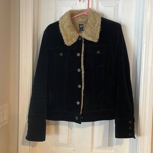 Womens Black VELVET jean jacket.